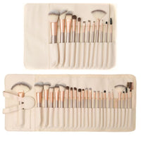 HKM-150355 Creamy White 12-Piece Makeup Brush Set with Long Wooden Handles and Synthetic Hair