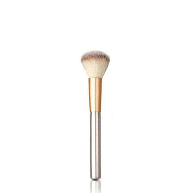 HKM-150355 Creamy White 12-Piece Makeup Brush Set with Long Wooden Handles and Synthetic Hair