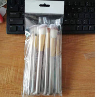 HKM-150355 Creamy White 12-Piece Makeup Brush Set with Long Wooden Handles and Synthetic Hair