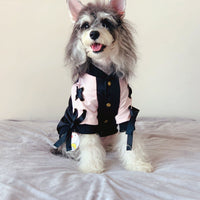 HKM-130451 Stylish Polyester Dog Jacket with Streamers in Black and Pink for Autumn Wear