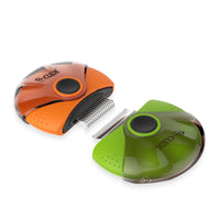 HKM-315027 Three-in-One Pet Comb Brush - Durable ABS/PC with Stainless Steel Design, Compact Size 98*95*35mm, Available in Orange and Green