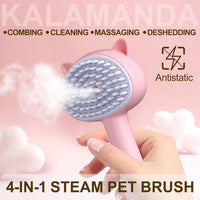 HKM-117267 4-in-1 Cat Steam Brush with Comfortable Handle for Easy Grooming, Misting, and Massaging Small Pets