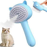 HKM-117267 4-in-1 Cat Steam Brush with Comfortable Handle for Easy Grooming, Misting, and Massaging Small Pets
