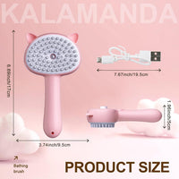 HKM-117267 4-in-1 Cat Steam Brush with Comfortable Handle for Easy Grooming, Misting, and Massaging Small Pets