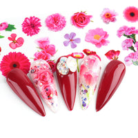 HKM-076179 Retro Floral Rose Nail Art Stickers - Star Transfer Paper, 10pcs in Pink