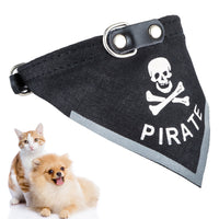 HKM-127315 Skull Print Triangle Scarf for Pets in Black and Red PU Material - Multiple Sizes Available