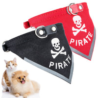 HKM-127315 Skull Print Triangle Scarf for Pets in Black and Red PU Material - Multiple Sizes Available