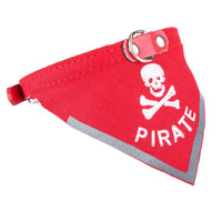 HKM-127315 Skull Print Triangle Scarf for Pets in Black and Red PU Material - Multiple Sizes Available