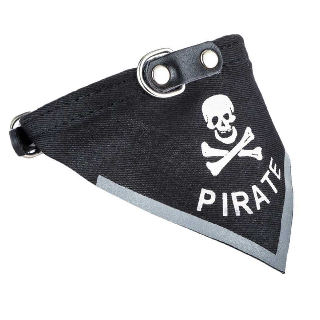 HKM-127315 Skull Print Triangle Scarf for Pets in Black and Red PU Material - Multiple Sizes Available