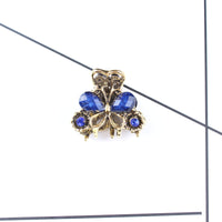 HKM-049107 Antique Bronze Butterfly Hairpin with Gemstones in Purple, Blue, Red, and Brown