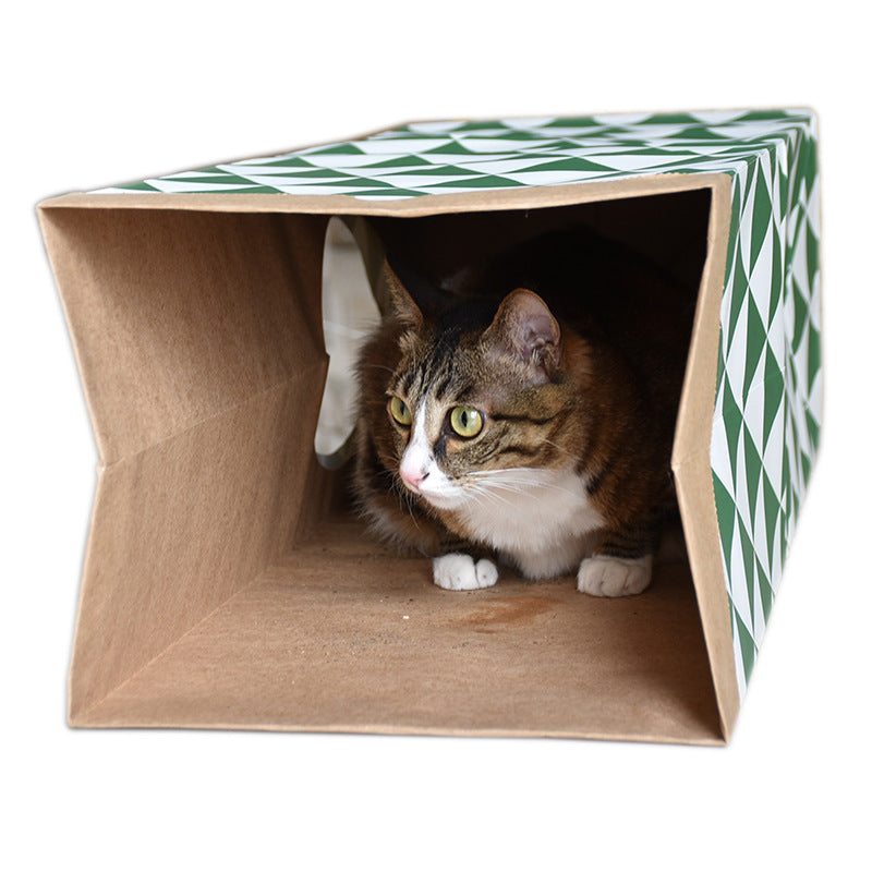 HKM-740307 Kraft Paper Cat Tunnel - 61.5 x 27 x 22 cm, Durable and Fun for Playtime