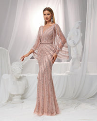 HKM-433235 Elegant Pink Evening Dress for Ladies - EZ25132 Model