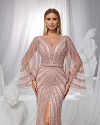 HKM-433235 Elegant Pink Evening Dress for Ladies - EZ25132 Model
