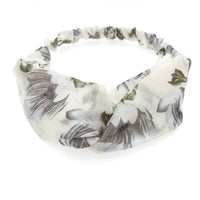HKM-177875 Korean Style Printed Cross Elastic Camellia Headband for Women