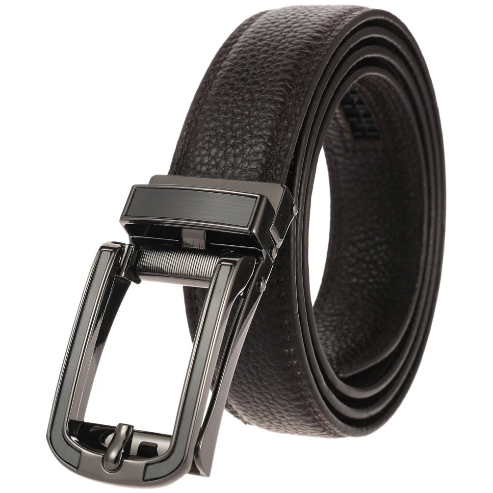HKM-757779 Hollow Automatic Buckle Men's Cowhide Belt, Model LY33-22349-5