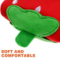 HKM-606931 Strawberry Shaped Soft Plush Dog Chew Toy - Interactive Squeaky Puppy Teeth Cleaning Accessory