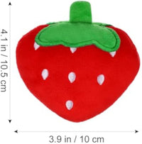 HKM-606931 Strawberry Shaped Soft Plush Dog Chew Toy - Interactive Squeaky Puppy Teeth Cleaning Accessory