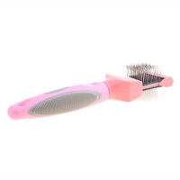 HKM-227923 Double-Sided Pet Brush for Dogs and Cats ¨C Stainless Steel Pin Grooming Tool for Shedding, Detangling, and Cleaning