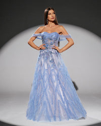 HKM-776723 Elegant Blue Evening Gown for Women - EZ25109 Design