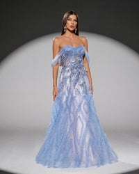 HKM-776723 Elegant Blue Evening Gown for Women - EZ25109 Design