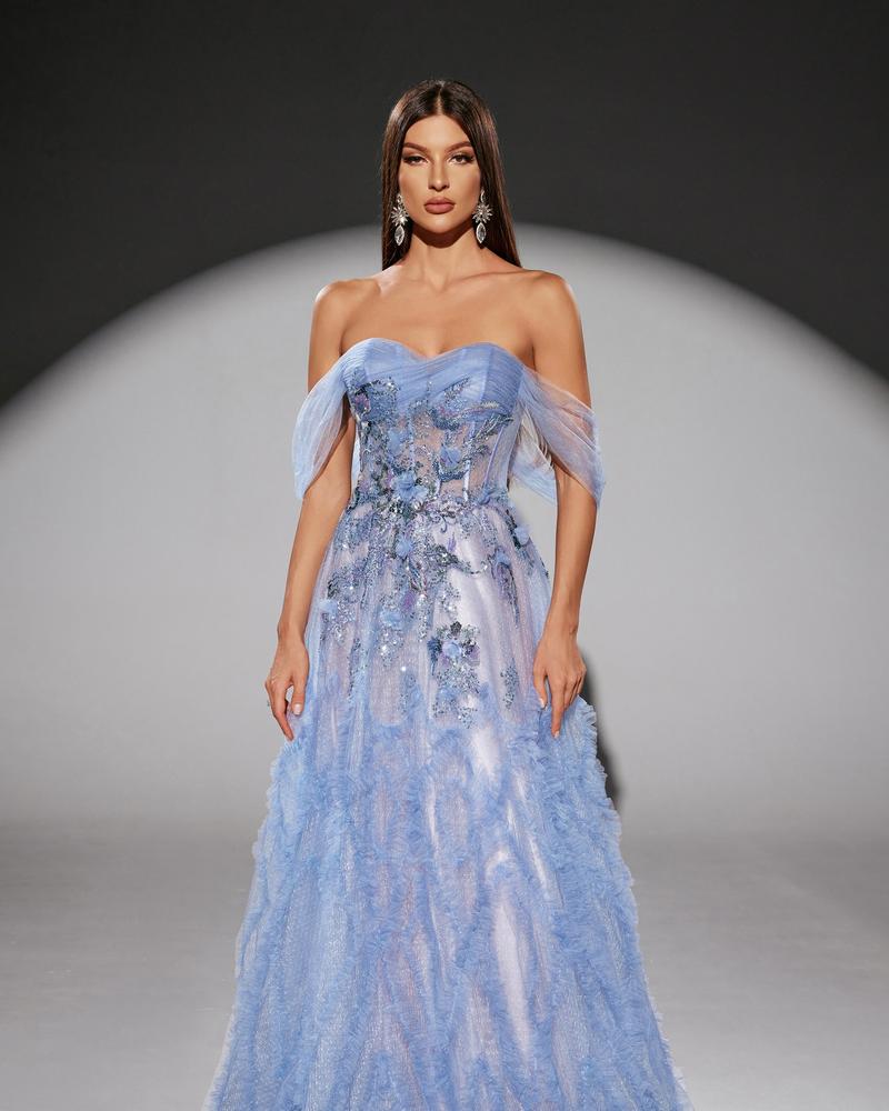 HKM-776723 Elegant Blue Evening Gown for Women - EZ25109 Design