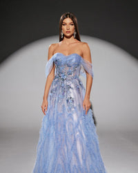 HKM-776723 Elegant Blue Evening Gown for Women - EZ25109 Design