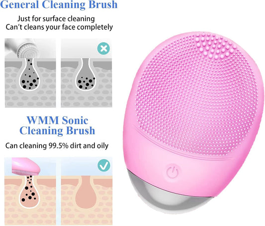 HKM-105427 High-Frequency Vibration Silicone Facial Cleansing Brush - USB Rechargeable, Waterproof, Unisex Skin Care Tool