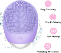 HKM-105427 High-Frequency Vibration Silicone Facial Cleansing Brush - USB Rechargeable, Waterproof, Unisex Skin Care Tool