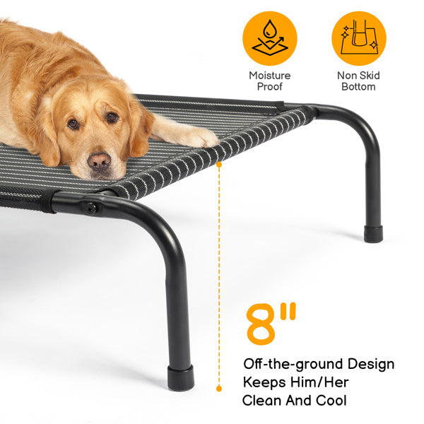 HKM-597523 Elevated Dog Bed with Breathable Textilene Mesh - Durable Steel Frame for Comfort and Support