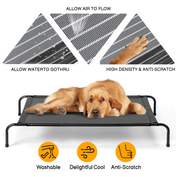 HKM-597523 Elevated Dog Bed with Breathable Textilene Mesh - Durable Steel Frame for Comfort and Support