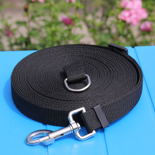 HKM-263955 15m Nylon Traction Rope for Dogs - Durable, Adjustable Leash with 2cm Width in Blue, Black, Red