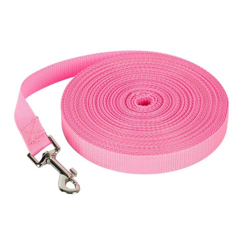HKM-263955 15m Nylon Traction Rope for Dogs - Durable, Adjustable Leash with 2cm Width in Blue, Black, Red