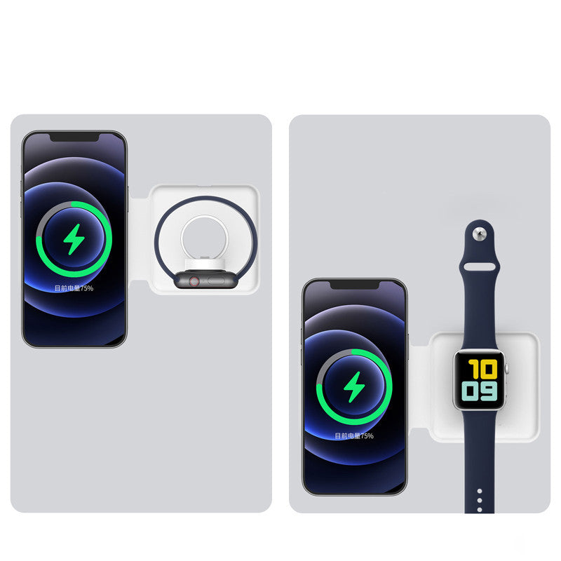 KTX-235411 Folding Dual Wireless Charger with MagSafe Compatibility for iPhone, Apple Watch, and Headphones
