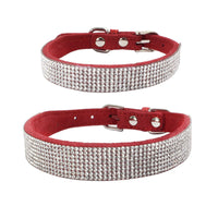 HKM-917843 Sparkling Rhinestone Dog Collar with Adjustable Size and Durable Microfiber Material