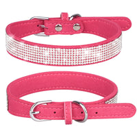 HKM-917843 Sparkling Rhinestone Dog Collar with Adjustable Size and Durable Microfiber Material