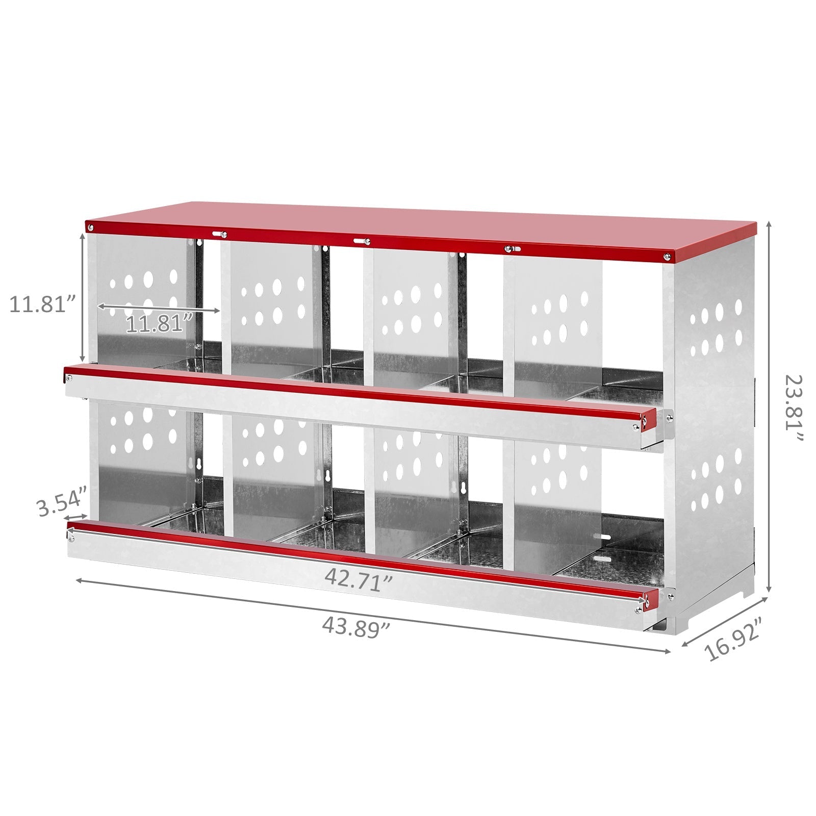 JMT-723466 8 Compartment Chicken Nesting Box for Poultry - Durable Iron and Plastic Construction, Hen-Friendly Design
