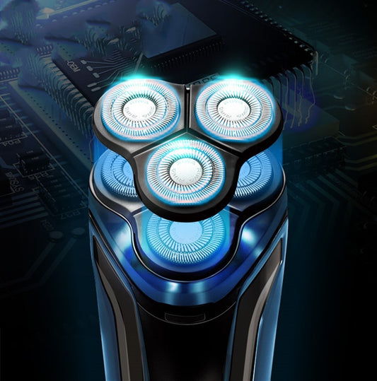 HKM-709395 Three-Head Rechargeable Electric Shaver with Lithium Battery, 5W Power, Stainless Steel Blades