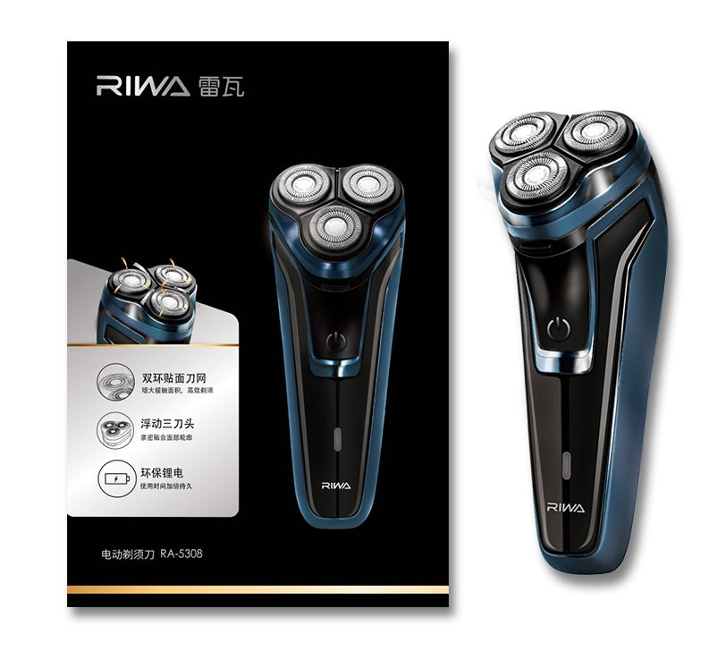 HKM-709395 Three-Head Rechargeable Electric Shaver with Lithium Battery, 5W Power, Stainless Steel Blades