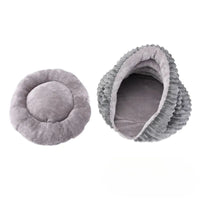 HKM-727443 Cozy Tunnel Cat Nest Sleeping Bag, Foldable and Washable Velvet Bed for Pets, 45x45x30cm, Gray