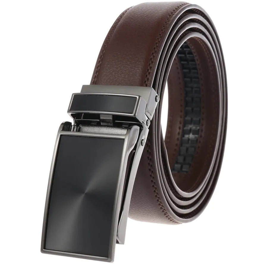 HKM-395027 Automatic Buckle Leather Belt 3.1CM with Versatile Style and Durable Design