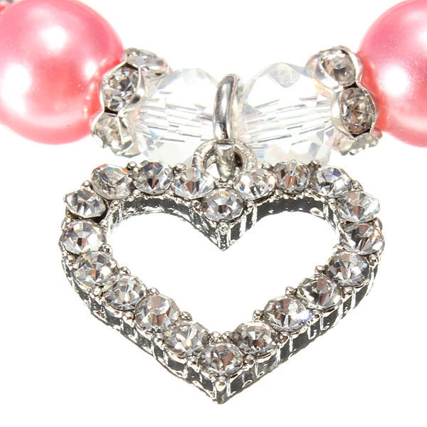 HKM-539283 Elegant Pet Pearl Necklace with Rhinestone Accents - Multiple Sizes Available