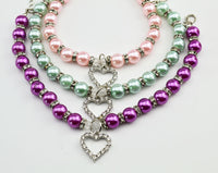 HKM-539283 Elegant Pet Pearl Necklace with Rhinestone Accents - Multiple Sizes Available