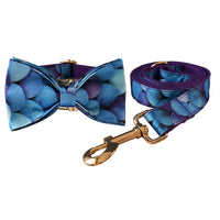HKM-425811 Purple Cotton Bowknot Dog Collar with Metal Buckle - Adjustable Size S to XL