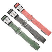 HKM-391891 Customizable Engraved Nylon Dog Collar for Medium and Large Breeds - Adjustable and Available in Red, Blue, and Orange
