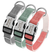 HKM-391891 Customizable Engraved Nylon Dog Collar for Medium and Large Breeds - Adjustable and Available in Red, Blue, and Orange