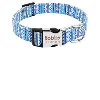 HKM-391891 Customizable Engraved Nylon Dog Collar for Medium and Large Breeds - Adjustable and Available in Red, Blue, and Orange