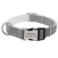 HKM-391891 Customizable Engraved Nylon Dog Collar for Medium and Large Breeds - Adjustable and Available in Red, Blue, and Orange