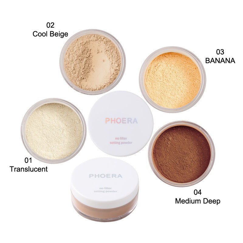 HKM-650771 Matte Oil Control Loose Powder - Translucent, Cool Beige, Banana, Medium Deep - 40g