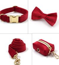 HKM-046099 Dark Grey Velvet Pet Collar and Leash Set with Bow, Chest Harness, and Waste Bag