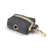 HKM-046099 Dark Grey Velvet Pet Collar and Leash Set with Bow, Chest Harness, and Waste Bag